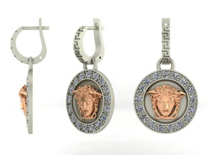 versace boucles d'oreilles or bijoux argent diamant imprimable gemme 3d print model - Mito3D