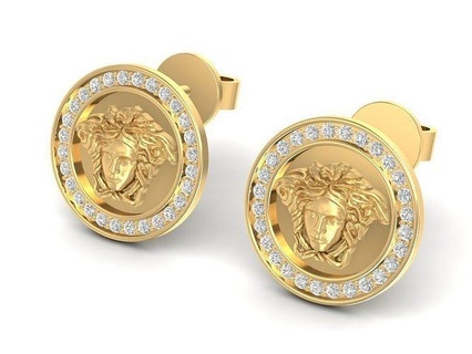 versace earrings 1484 jewelry fashion accessories gold diamond new design fengshui 3d print model - Mito3D