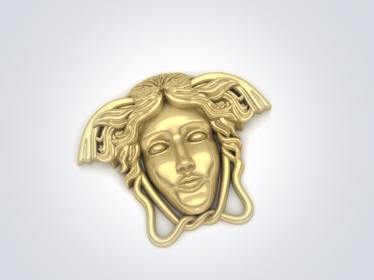 versace tête pendentif anneau de boucle d'oreille bijoux or 3dmodel acheter l'anneau le sceau la gorgone versacependant pendentifs 3D print model - Mito3D