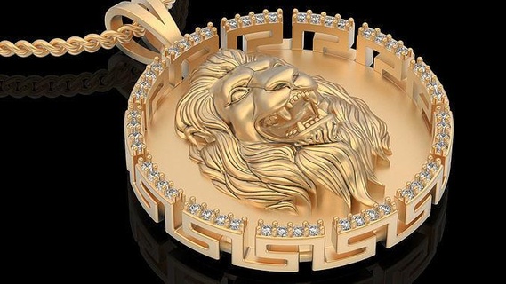 versace lion pendant gold jewelry 3d printable model silver sterling wedding engagement design necklace fashion trend fantasy zbrush pendants 3d print model - Mito3D