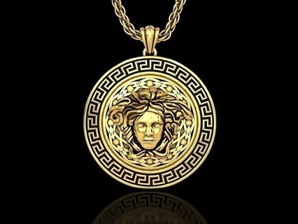 versace medusa cabeça medalhão pingente serpente deusa ouro prata grego joalheria jóias homens mulheres divindade luxo símbolo górgona Atenas mitologia pingentes 3d print model - Mito3D