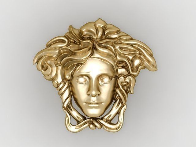 versace medusa pentant gold silver logo pendant necklace figure printable 3dprint jewelry jewel fashion sterling pendants 3D print model - Mito3D