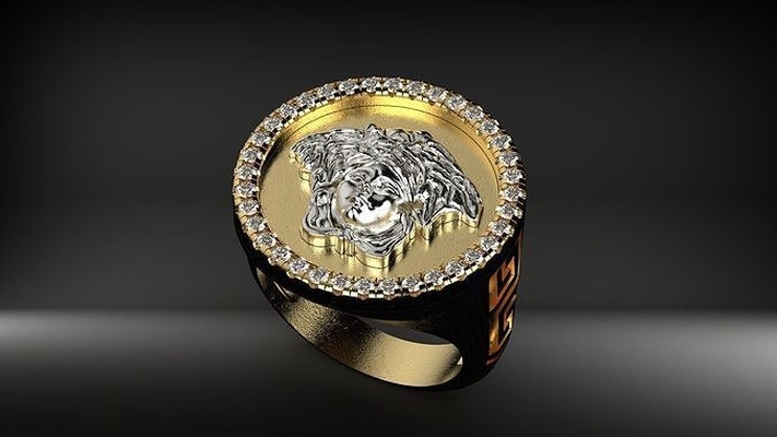versace medusa anillo oro anillos joyería joya imprimible cc cabeza plata mujer boda moda belleza platino impresión diamante serpiente 3d print model - Mito3D