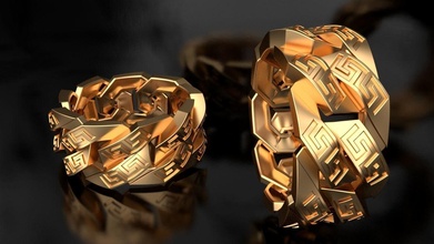 versace miami cubano enlace cadena anillo 10mm amplio oro diseño riqueza imprimible plata anillos eslabón joya joyería mujer moda 3d print model - Mito3D