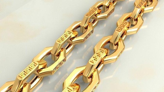 Versace Desen eğri kenar Zincir bağlantı kolye takı altın gümüş mücevher bilezik kolyeler medusa Yunan moda 3d print model - Mito3D