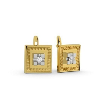 versace pattern stones earrings gold jewelry platinum stone gem diamond precious fashion 3d print model - Mito3D