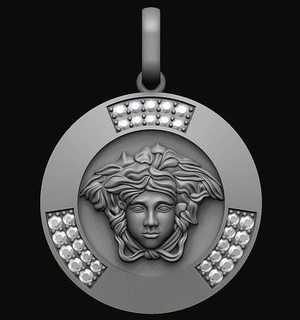 Versace pendentif luxe bijoux mode accessoires or diamant Nouveau conception méduse pendentifs symbole art sculptures 3d print model - Mito3D