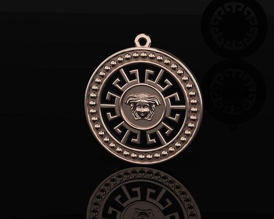 versace pendant jewelry gold silver jewellery medusa fashion pendants printable 3d print model - Mito3D