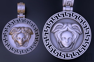 versace pendant jewelry jewel jewellery pendent stl obj cnc printing printable gorgon fashion style brand gold silver pendants 3d print model - Mito3D