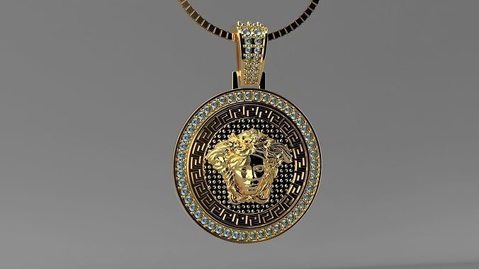 Versace pendentif or conception bijoux art gemme argent imprimable pendentifs 3D print model - Mito3D
