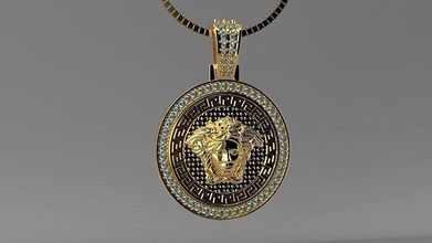 versace pendente oro design gioielleria arte gemma argento stampabile ciondoli 3d print model - Mito3D