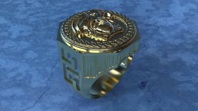 versace anel ouro joalheria negócio imprimível impressão moda argolas beleza jóias retro esterlina prata jóia joias unissex 3d print model - Mito3D