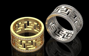 versace ring silver gold print jewelry printable wedding engagement diamond fashion gem engagem 3dmodel mohamad rings 3d print model - Mito3D