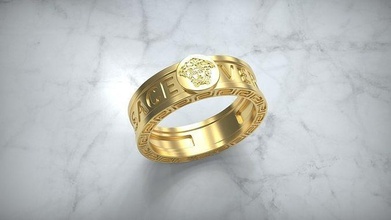 versace anel ouro prata luxo moda marca imprimível esterlina medusa joalheria argolas 3d print model - Mito3D