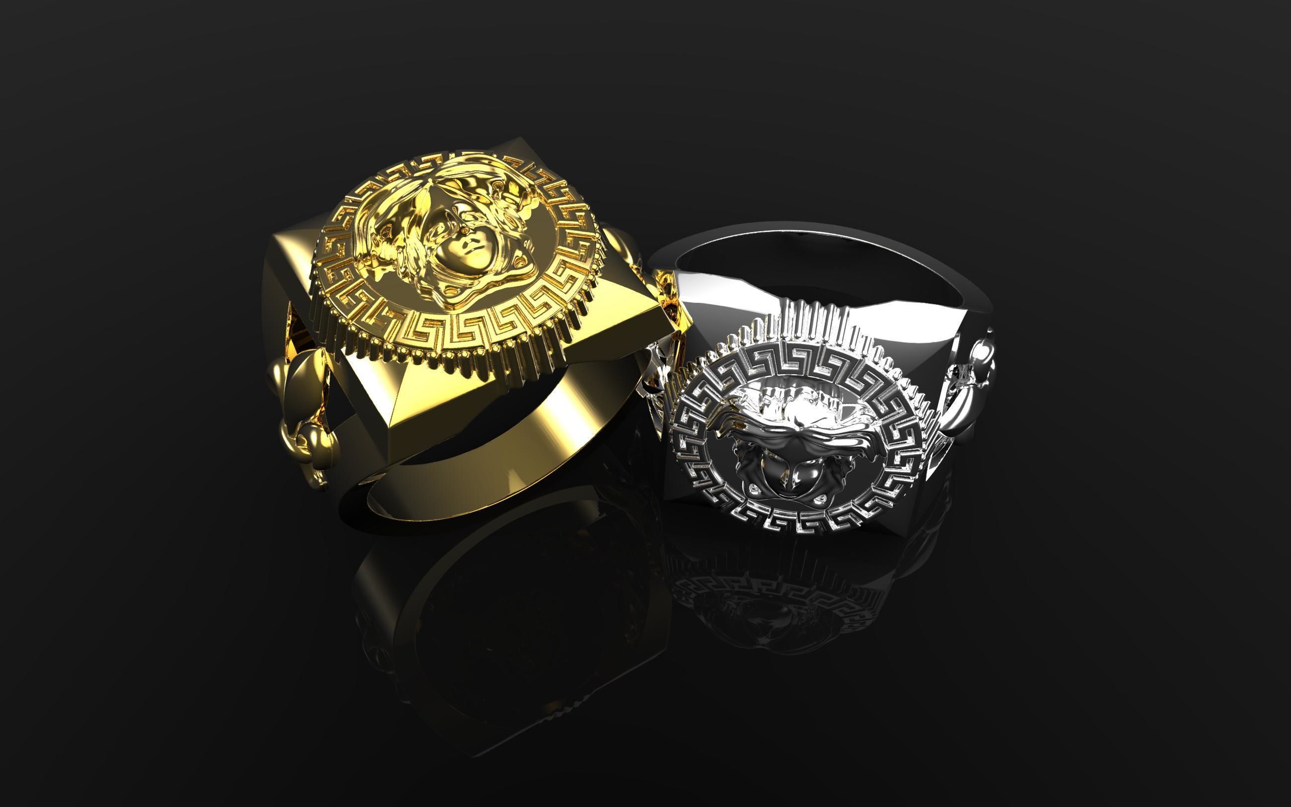 versace ring jewelry gold luxury gem silver watch rings 3D print model - Mito3D