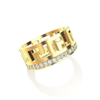 versace ring jewelry rings gold printable jewellery engagement wedding jewel 3d print model - Mito3D