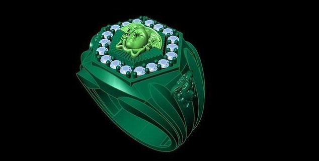 versace anel joalheria ouro prata medusa argolas imprimível jóias diamante jóia gema 3d print model - Mito3D