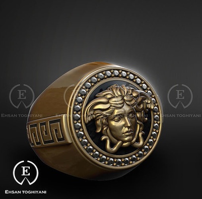 versace ring schmuck gold silber 3dpirint ringe druckbar 3d print model - Mito3D