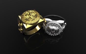 versace ring jewelry gold luxury gem silver watch rings 3d print model - Mito3D