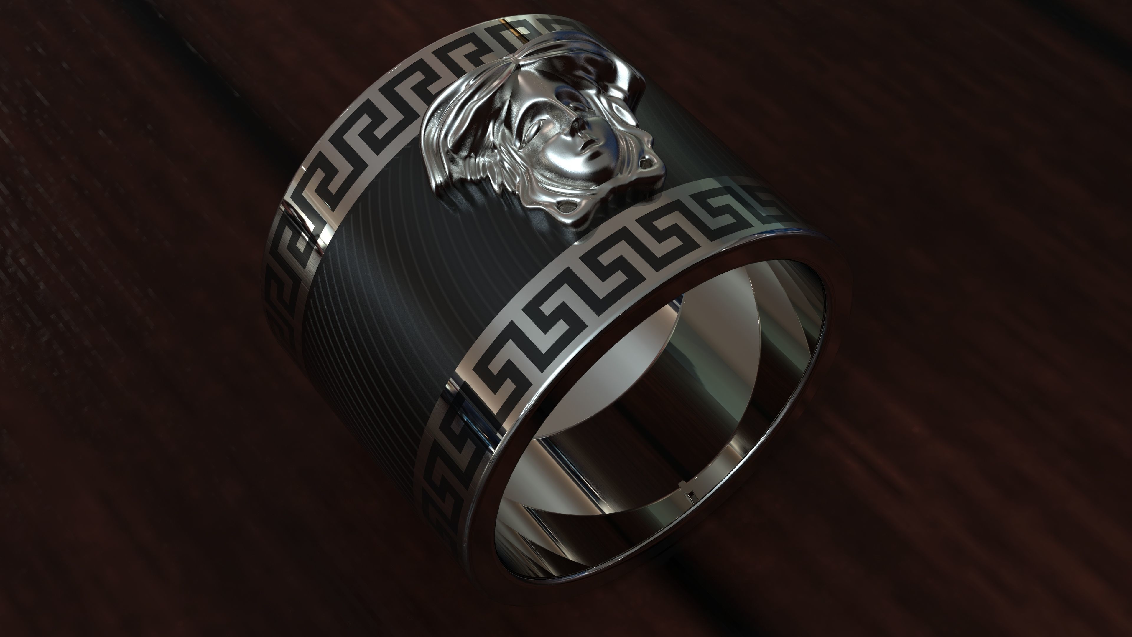 versace ring schmuck gold silber druckbar juwel sterling mode platin halskette schönheit versacering modering ringe 3D print model - Mito3D