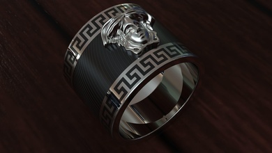 versace squillare gioielleria oro argento stampabile gioiello sterlina moda platino collana bellezza versacering fashionring anelli 3d print model - Mito3D
