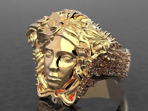 versace anillo diamantes arte oro imprimible platino plata joya brillar brillante joyería anillos libra esterlina 3d print model - Mito3D