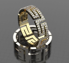 versace ring 3d drucken modell kaufen diamant gold schmuck ringe silber 3d print model - Mito3D