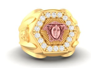 versace ring 564 jewelry fashion accessories gold diamond man men design fengshui rings 3d print model - Mito3D