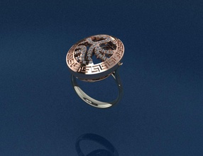 versace estilo anillo diamante esmalte 3d diamantes joya oro joyería italiano anillos 3d print model - Mito3D