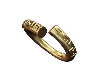 versace twisted conical rope ring us size 6to9 gold printable jewelry jewellery fashion silver sterling band luxury modern art statement greek key meandre rings 3d print model - Mito3D