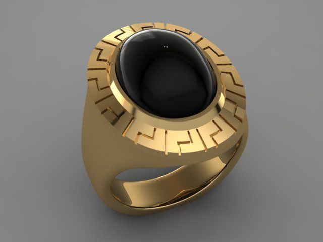 versace unisex ring jewelry luxury gold design printable shining modern versacering formen forwomen menring womenring unisexring jewels goldenring onyx rings 3D print model - Mito3D