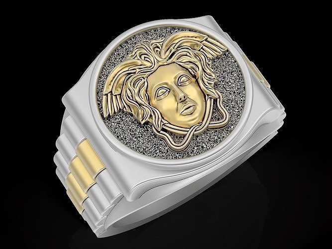 Versace regarder homme bague argent or imprimable bijoux mode statue fantastique anneaux Rolex crocodile luxe modèle cheval 3D print model - Mito3D