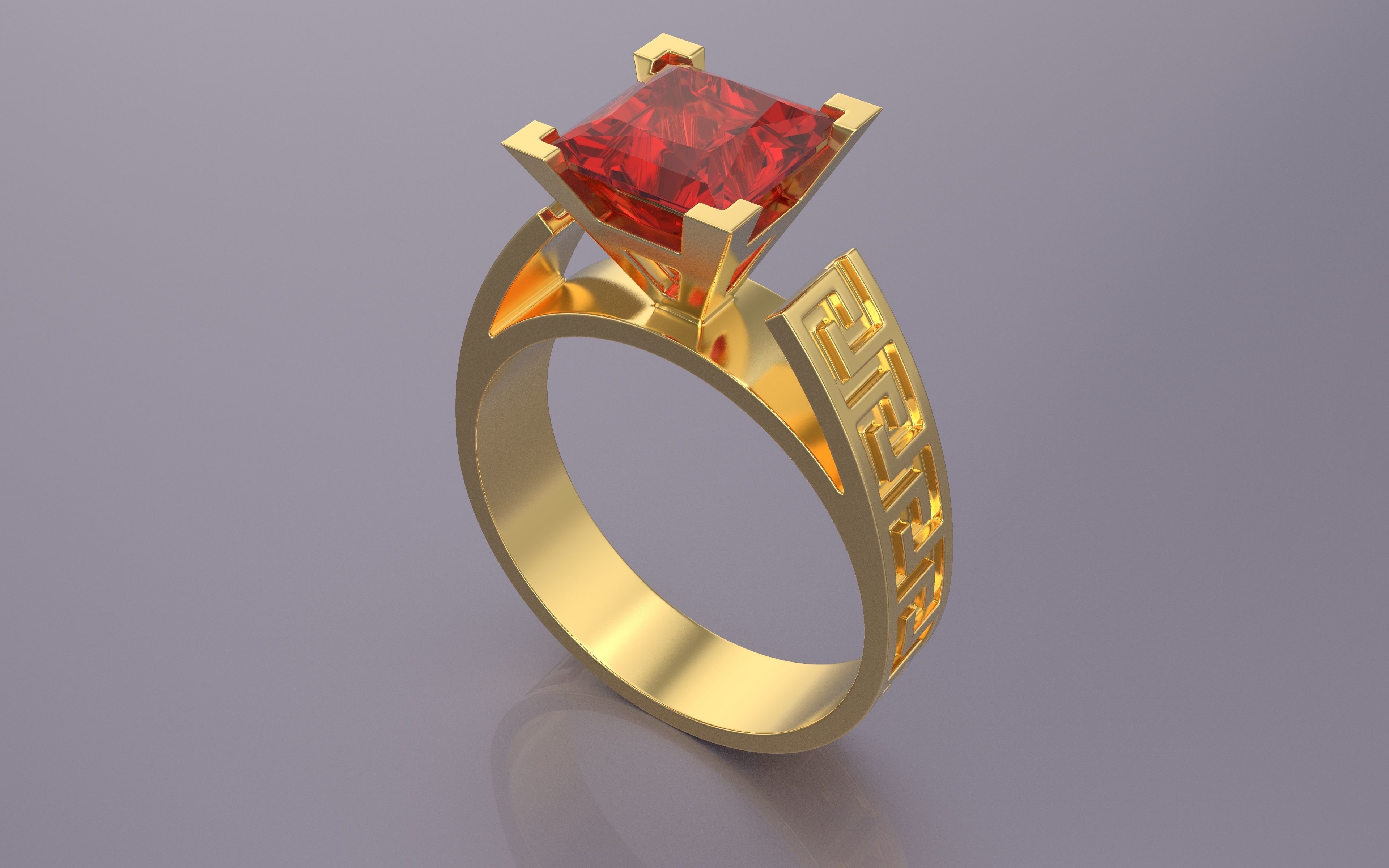Versace anillos 3d impresión modelo joyería joya oro brillante diamante anillo compromiso Moda plata Boda mujer rubí zafiro 3D print model - Mito3D