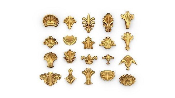 vertical leaves collection 3d 02 acanthus leaf renaissance baroque rococo onlay interior moulding high poly cnc classic furniture ornate art carved 3dprint carving 3d print model - Mito3D