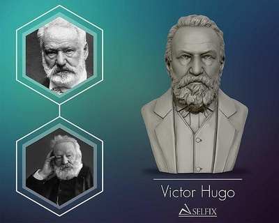 Victor Hugo 3d model heykel Vesika baş heykeller şekil yazdırılabilir Fransızca Sanat 3d print model - Mito3D
