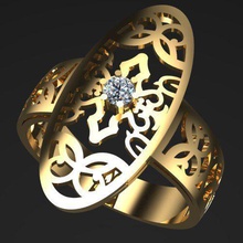 dourado fantasia anel velho moda ouro joalheria retro antiguidade diamante branco brilhando argolas imprimível 3dmodel 3ddesign 3dprint 3dring jóia 3d projeto 3d print model - Mito3D