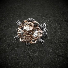 viking ring crânio anel joalheria ouro imprimível prata navio jóias nó corda dragão escudo argolas céltico 3d print model - Mito3D