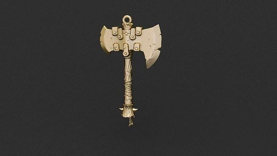 viking ax pendant jewelry vikingjewelry vikingpendant axe vikingaxe military necklace gold silver zbrush zbrushjewelry medieval pendants warrior thor odin heimdall 3d print model - Mito3D