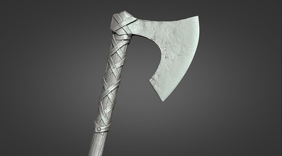 viking axe - deathbringer bladed weapon medieval battle sword armor barbarian crusader berserk norse shield zbrush 3dprint thor sculpt games toys game accessories 3d print model - Mito3D