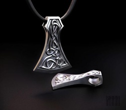viking axe pendant patterns fashion jewelry silver model necklace blackening shining sculpt dragon stereolithography luxury ages ornament design wax printable steel pendants 3d print model - Mito3D