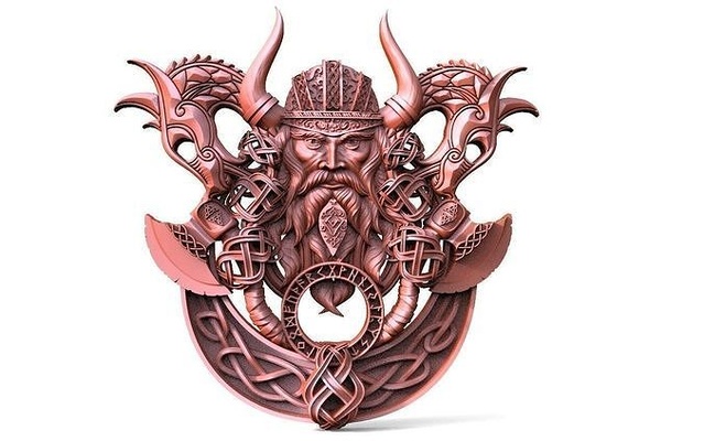 vikingo cnc nudo nórdico hacha proteger alivio arte señales logos 3d print model - Mito3D