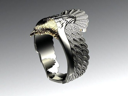 viking eagle ring eagl jewel animal jewelry jewellery yellowring whitering luxury rings vintage silver gold eagles diamond printable wedding engagement bird 3d print model - Mito3D