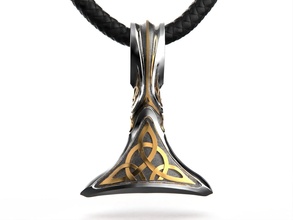 viking hammer pendant celtic ornament necklace norse thor art jewelry luxury decoration pendants silver gold printable style north 3d print model - Mito3D