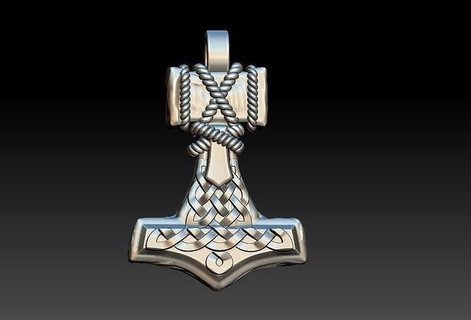 viking hammer ropes - mjollnir celtic shield celta valhalla nordic triquette medieval knight armour crusader direction mjolnir martelo thor norse printable jewelry pendants 3d print model - Mito3D