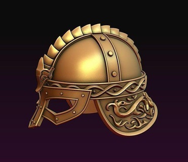 viking helmet medieval ornament armour battle warrior head bead fight nordic tough cruel helm role cosplay hobby pendant jewelry art sculptures 3d print model - Mito3D