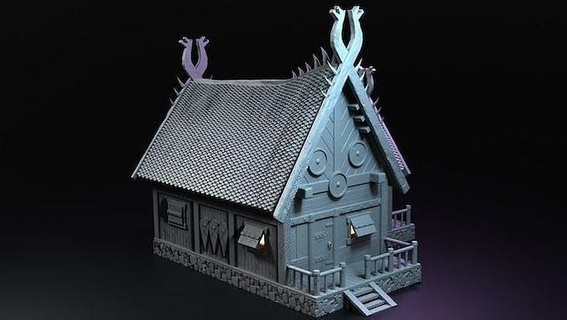viking ev iç dekor Ortaçağa ait kral bina 28mm Sanat dış mimari 3d print model - Mito3D