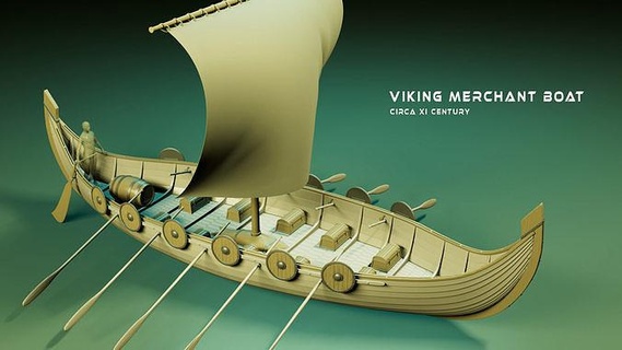 viking merchant boat sea ship travel sailboat sail vessel watercraft ocean vikings sailing diy hobby scalemodel toys games history 3d print model - Mito3D