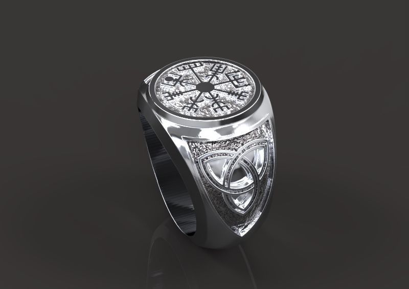 viking anel moda prata imprimível ouro saxão cavaleiro runas nórdico yggdrasil joalheria argolas arte escultura 3D print model - Mito3D