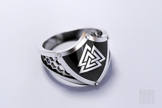 viking anillo valknut la joyería plata amuleto de lujo ornamento diseño cera imprimible estilo impresión cuadrícula el escudo talismán mascota guerrero los eslavos joya anillos 3d print model - Mito3D
