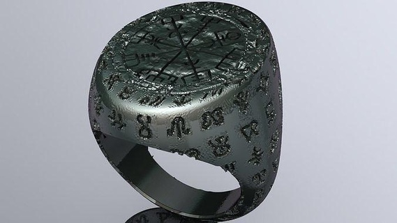 viking rune bague bijoux anneaux or bijou nordique Dieu père runes alphabet norrois menring manring argent imprimable sterling 3d print model - Mito3D